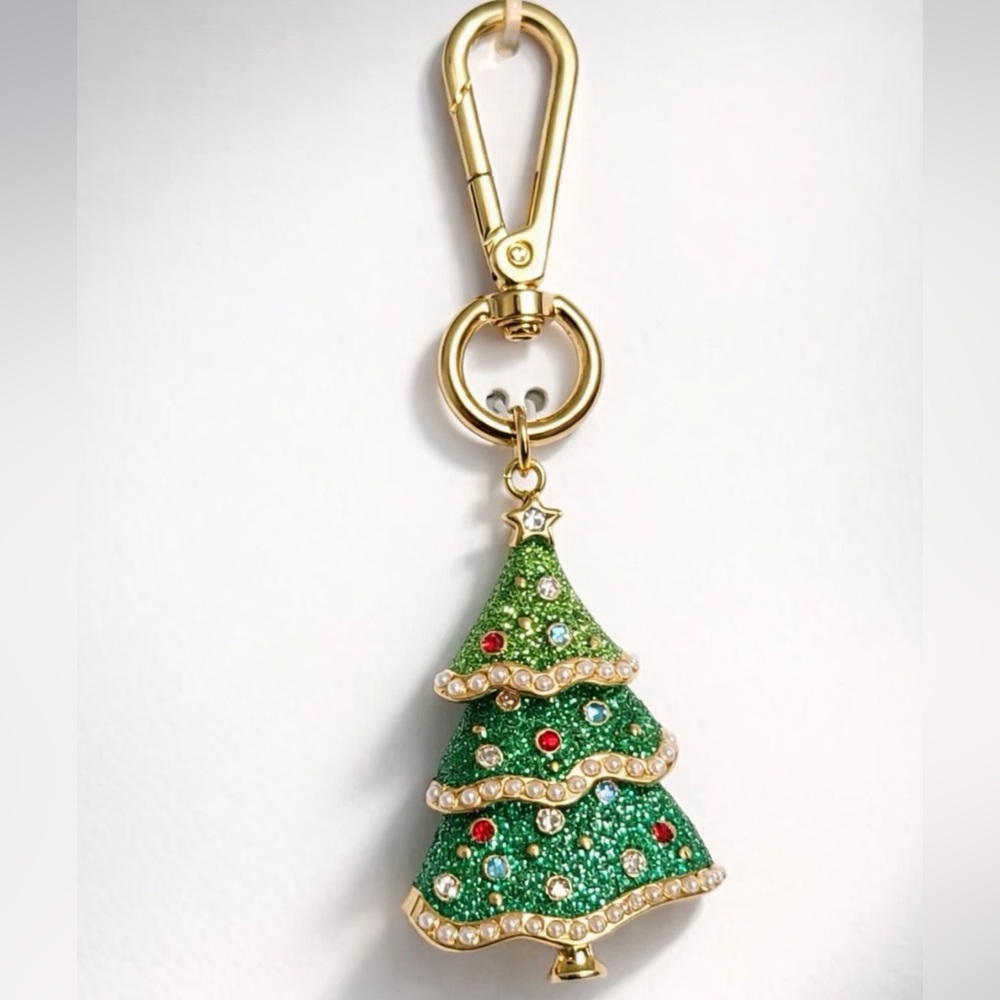 Festive Green Christmas Tree Keychain Festive